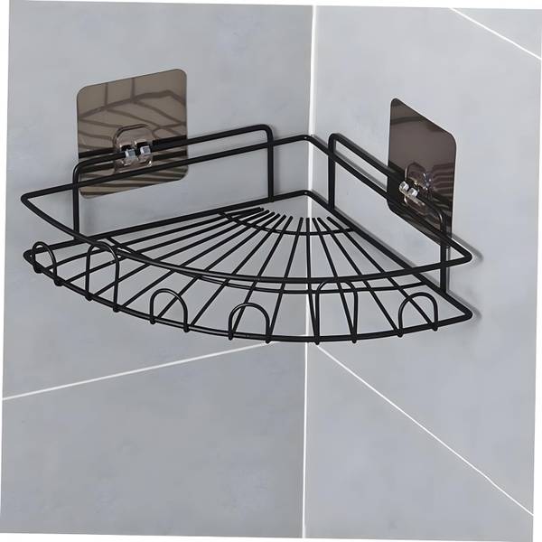 iSTAR Adhesive L-Shape Corner Shelf/ Rack/ Storage Organizer for Bathroom & Kitchen... Iron Wall Shelf