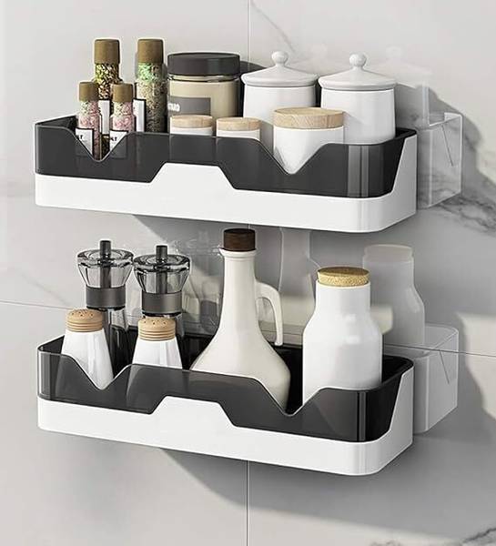 SteelHaven Waterproof Plastic Storage Shelf Simple Style Organizer Rack Plastic Wall Shelf