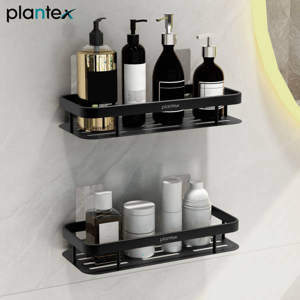 Plantex Shelf for Bathroom/Shelf for Bathroom/Shelf with Self Adhesive Sticker-(12x5in) Aluminium Wall Shelf