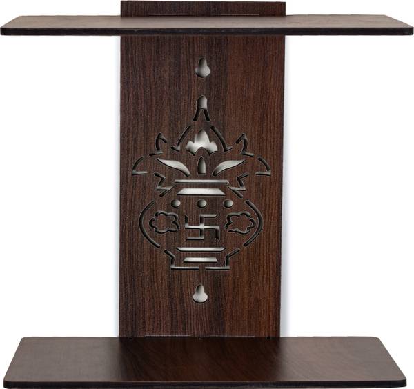 Gojeeva Engineered Wood Dark Brown Kalash Pattern Wall Shelve Storage for Home Dcor Wooden Wall Shelf