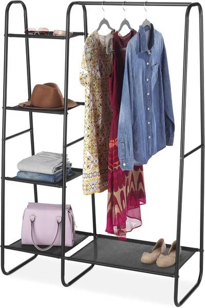 lukzer 5+1 Layer Garment Rack Portable Clothes Hanging Shelf Closet Storage Organizer Iron Wall Shelf