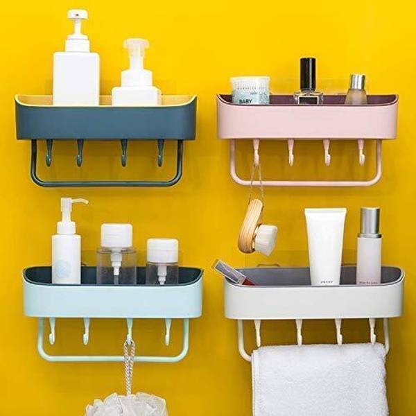 GLNRM Multipurpose Plastic Kitchen Bathroom Shelf Wall Holder Storage Rack Plastic Wall Shelf