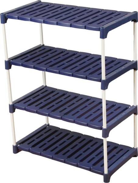 Novatic 4-Tier Multipurpose Kitchen Storage Rack, Book Stand, Floating Wall Shelves Iron, Plastic Wall Shelf