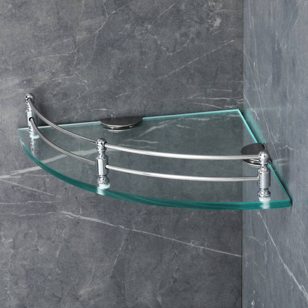 Garbnoire Multi Plurpose Glass Corner Shelf for Bathroom 12 x 12