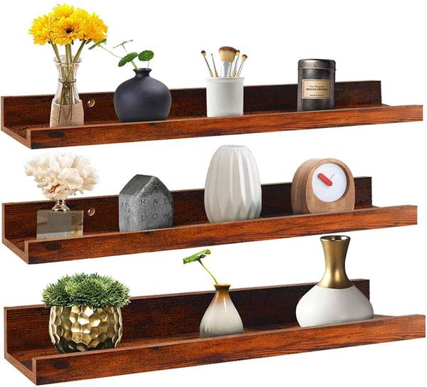 Ganga Antiques Floating Wood Shelf Wall Mount Wall Shelves Storage Shelf Wooden Wall Shelf