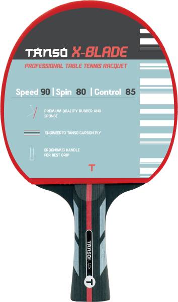 Tanso X Blade Premium ITTF approved Racket(Engineered Ply, Consistent Bounce and Spin) Black, Red Table Tennis Racquet