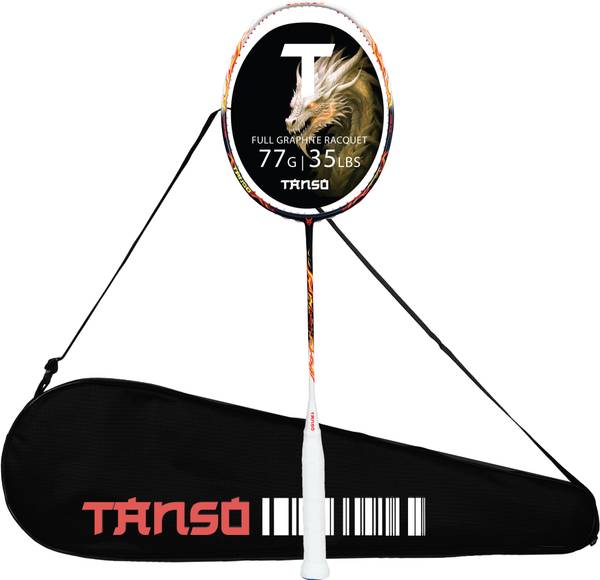 Tanso Wild Fire Full Graphite 35 lbs Ultra Light Weight Carbon Fibre Multicolor Strung Badminton Racquet