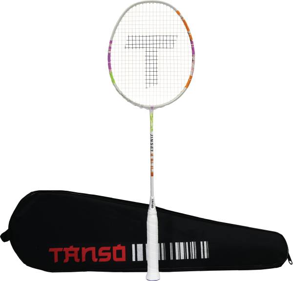 Tanso Jinsei Full Graphite Ultra Light Weight Carbon Fibre Strung Badminton Racket White Strung Badminton Racquet