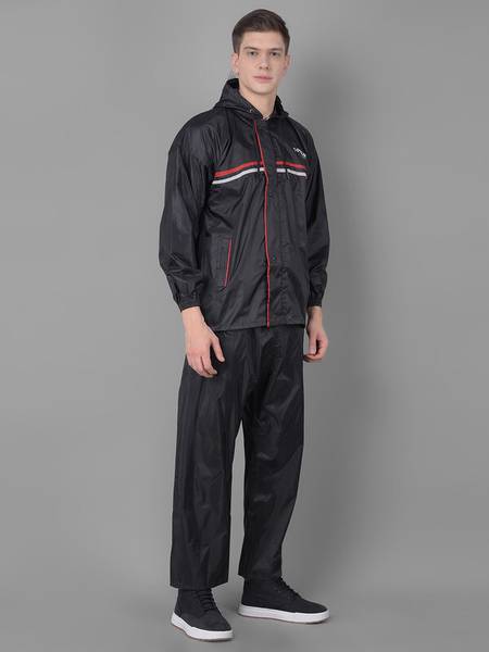 Dollar Dollar Rainguard Men's PVC Full Sleeve Solid Sporty Look Raincoat Set Striped Men Rain Suit