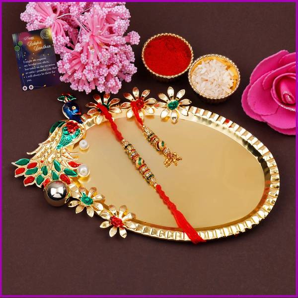 SILVER SHINE Bhaiya Bhabhi NM-1064-3037 Mauli Thread Rakhi Set