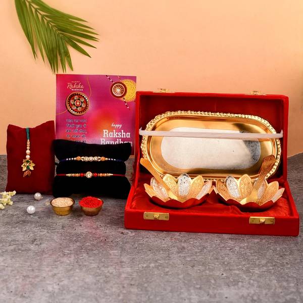Great Art Designer GA-022-850 (1) Pearl Rakhi, Showpiece, Greeting Card, Chawal Roli Pack Set