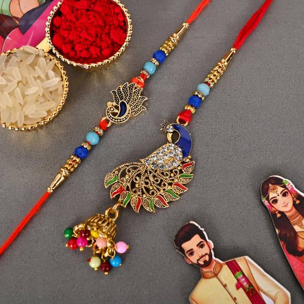 Poorak Religious Bhaiya Bhabhi Rakhi Assorted Rakhi Set