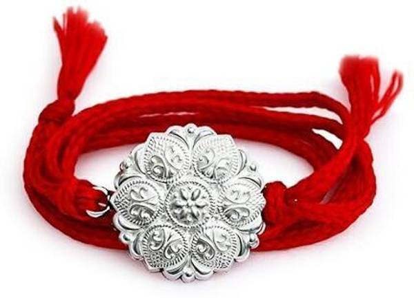 Maruti Jewellers Bracelet 100% Silver | Rakhi for Boys & Men With Certificate of Authenticity Silver Rakhi, Chawal Roli Pack Set
