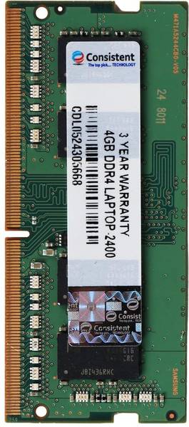 Consistent Store 4GB DDR4 Laptop RAM, 2400MHz, DDR4 4 GB (Single Channel) Laptop Laptop RAM (4GB DDR4 Laptop RAM, 2400MHz,)