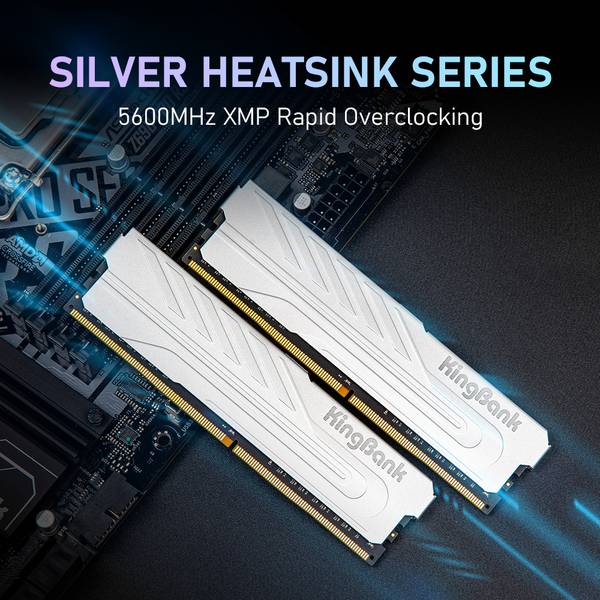 KINGBANK Silver Heatsink 5600 MHz KJXS/KJUS DDR5 16 GB (Single Channel) PC DDR5 UDIMM. (DDR4 DIMM Silver Heatsink)