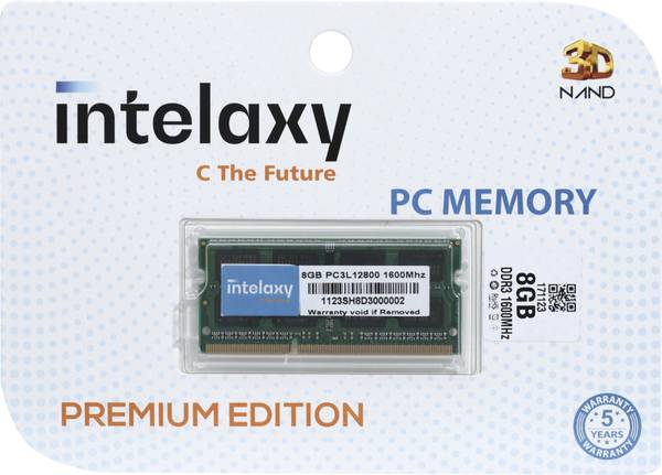 Intelaxy 8GB DDR3 1600 DDR3 16 GB Laptop DDR3 RAM (8GB DDR3 1600 MHz|CL11|Dual Rank|Unbuffered|Memory for Standard & Gaming Laptops)