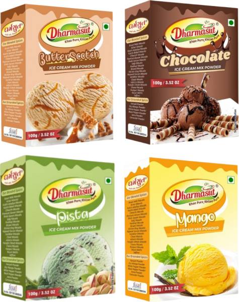Dharmasut Butterscotch + Chocolate + Pista + Mango Instant Ice cream Mix Powder 400 g