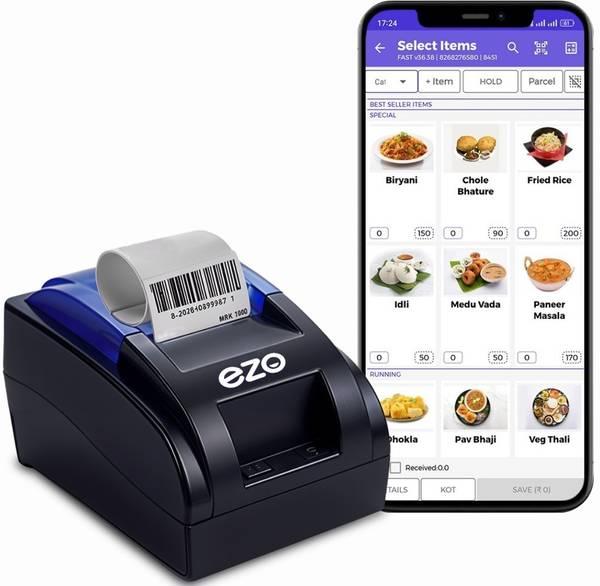 Ezo 58MM 2 Inch Thermal Billing Machine With 6 Month Software Subscrption and 5 Roll Thermal Receipt Printer