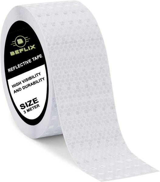 BEFLIX 2-Inch-High Intensity Waterproof Warning Reflective Radium Tape 48 mm x 3 m White Reflective Tape