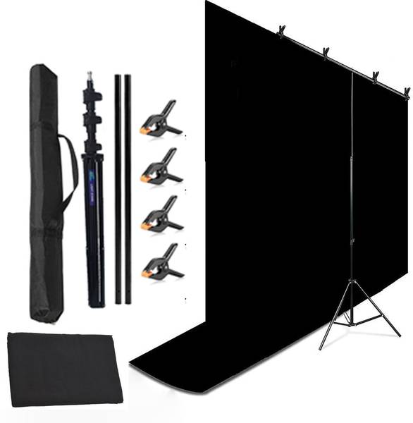 PICPRO 9ft x 6ft T-Shaped Background Photography & Videography Stand With Black Screen Reflector