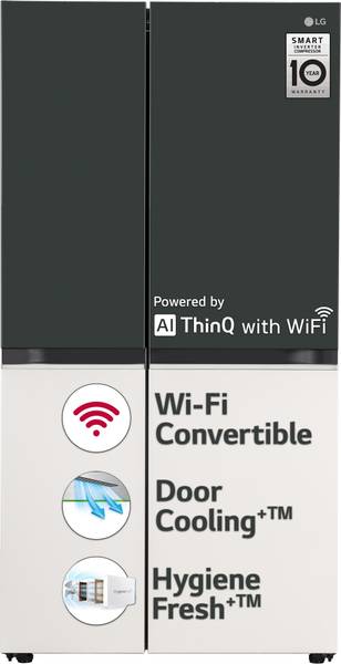LG 650 L Frost Free Side by Side 3 Star Convertible Refrigerator with with Smart Inverter Compressor, Door Cooling+, AI ThinQ and HygieneFresh Plus