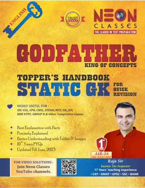 Neon Classes Static Gk Godfather King Of Concepts Toppers Handbook Static Gk For Quick Revision | English Medium | Latest Edition