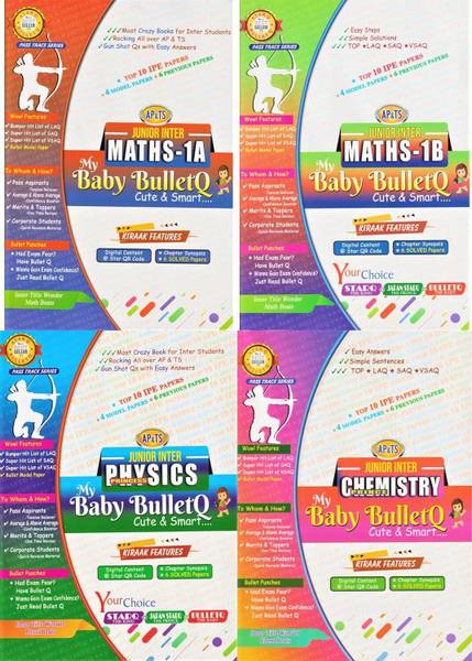 AP & TS My Baby Bullet Q Intermediate 1st Year MPC Mathematics 1A & 1B, Physics & Chemistry (Set Of 4 Books) 2024 Edition