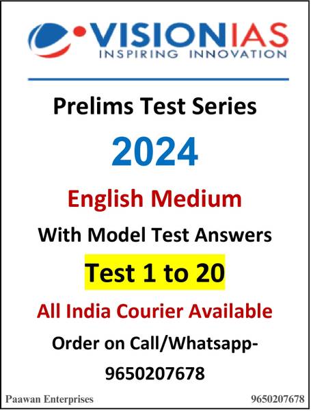 Vision IAS Prelims Test Series 2024 | Test 1 To 20 With Solutions | English Medium | Photocopy (Staple Bound, Vision IAS)