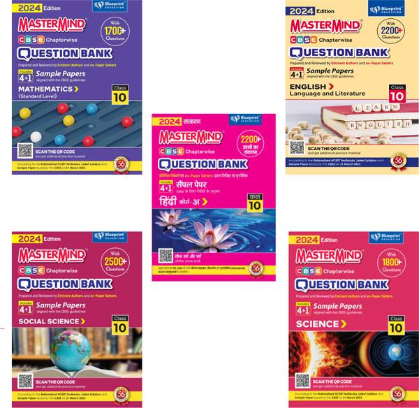 Maths Social Science Science English Hindi A (5 Books Combo) Cbse Question Bank Class 10 With Cbse Sample Paper For 2024 Exams By Master Mind