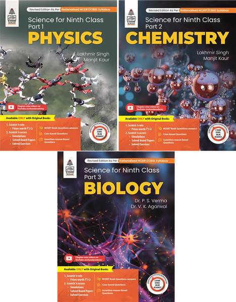 Combo Pack: Lakhmir Singh Class 9 Science (Physics, Chemistry, Biology) - 2025-26 Examination
