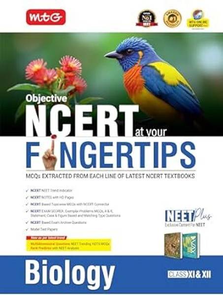 MTG Objective NCERT At Your FINGERTIPS Biology For 2025-2026 Exam - NCERT NEET Trend Indicator, HOTS MCQs, Rank Predictor & Notes With HD Pages | NEET...