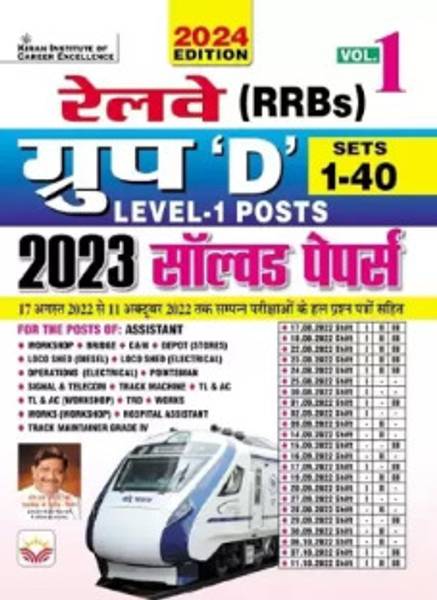 Railway Group D Level-1 Posts Total 40 PYQs Sets 2022 Solved Papers 2024 Edition Volume 1 (Hindi Medium) (4887)