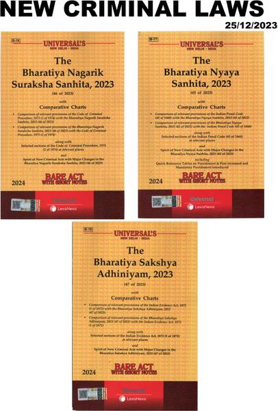 New Criminal Laws Combo Bharatiya Nyaya Sanhita 2023 Bns Bharatiya