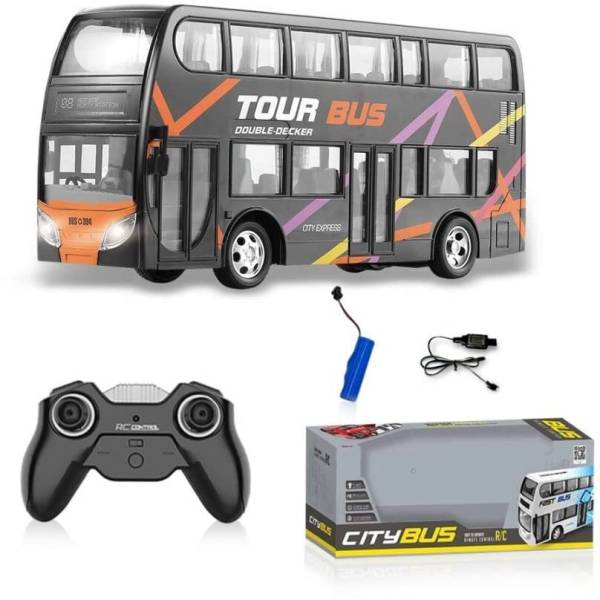 DROPANY Remote Control City Bus Double Decker Big Tour Bus Doors and Light Toy For Kids