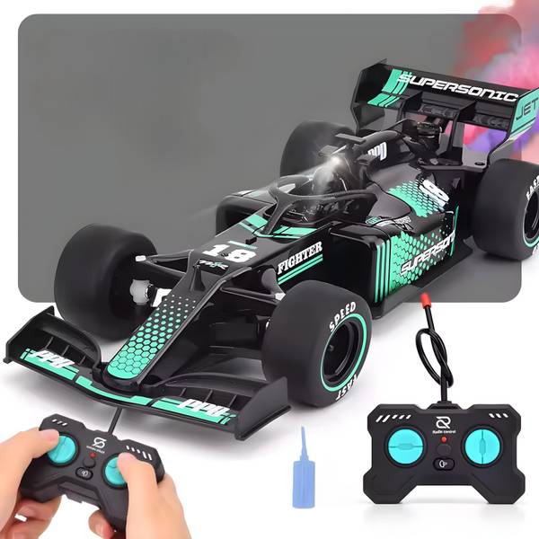 Toybot Remote Control F1 Drift Car with Mist Smoke Spray & Light Up RC Racing Car Toy