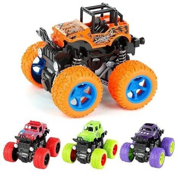 ZUNBELLA 4WD Mini Monster Friction Powered Trucks for Kids with Big Rubber Tyres