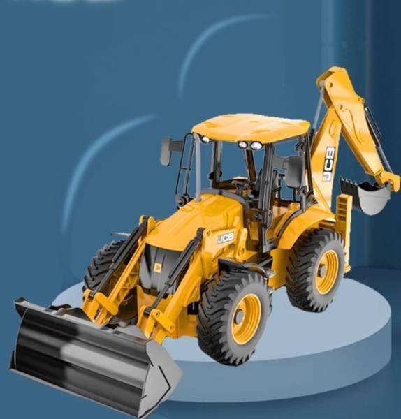 Learn With Fun 2 in 1 Unbreakable Pull Back JCB Construction Loader Truck Vehicle Toy for kids