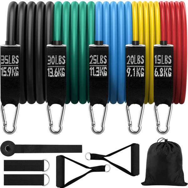 xwipe Resistance Toning Tube Set 11 Pcs 5 Stackable Resistance Bands with Handles Resistance Tube
