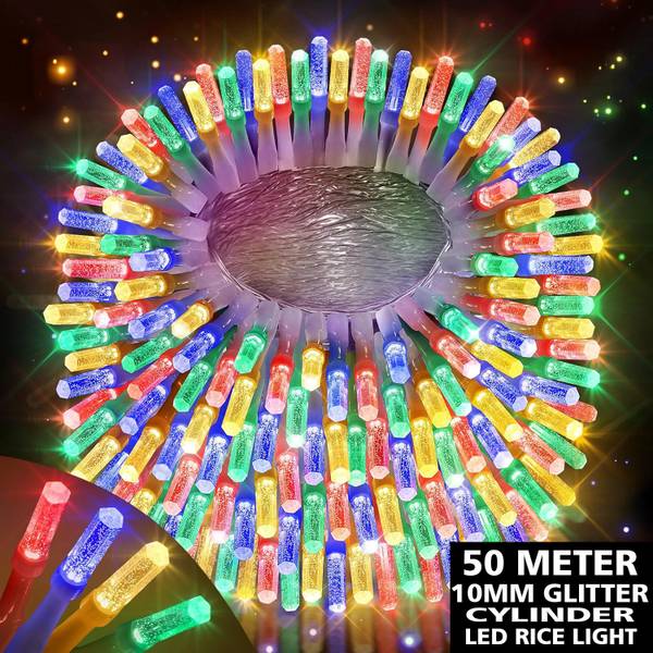 MEKIA 220 LEDs 50 m Multicolor Flickering, Color Changing Bottle Rice Lights