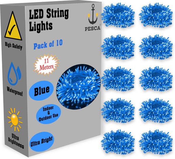 PESCA 40 LEDs 11 m Blue Steady String Rice Lights