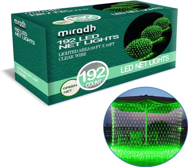 MIRADH 192 LEDs 3 m Green Flickering, Steady Net/Mesh Rice Lights