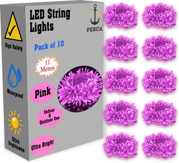 PESCA 40 LEDs 11 m Pink Steady String Rice Lights