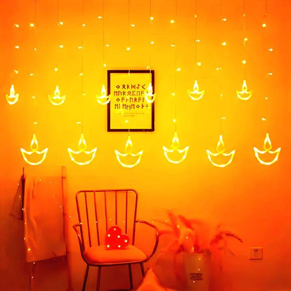 RavAry 138 LEDs 2.49 m Yellow Flickering, Steady Diya Rice Lights