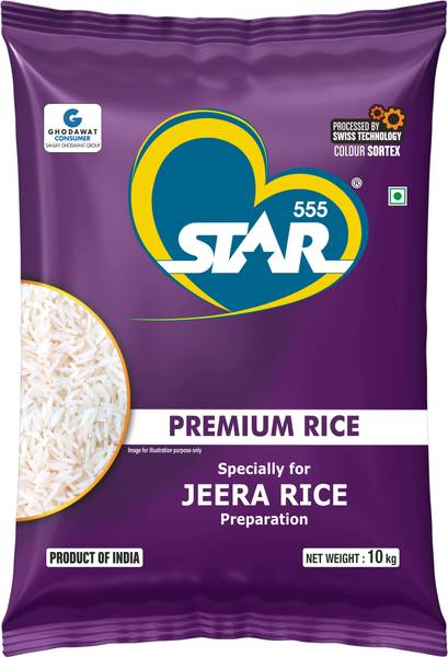 STAR 555 Rich Aromatic Rice Pouch | Extra Long & Fluffy Grains |Naturally Aged | Jeera Rice (Medium Grain, Steam)
