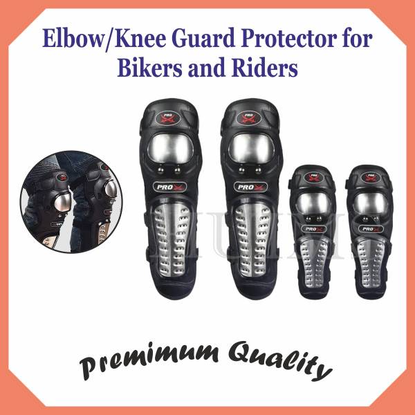 Huims Adjustable Knee & Elbow Pads Protection Motorcycle Racing Riding Unisex Guard Elbow Guard, Knee Guard Free Black