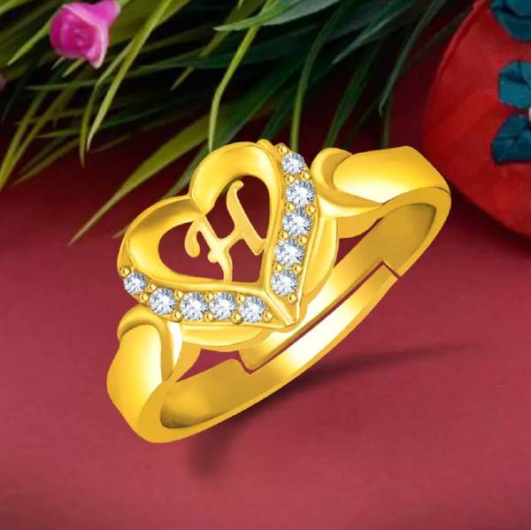 Jewel WORLD H name letter alphabet Stylish Gold plated ring for