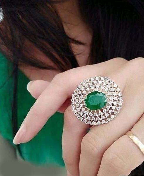 Sherly fashion Alloy Emerald Gold Plated Ring