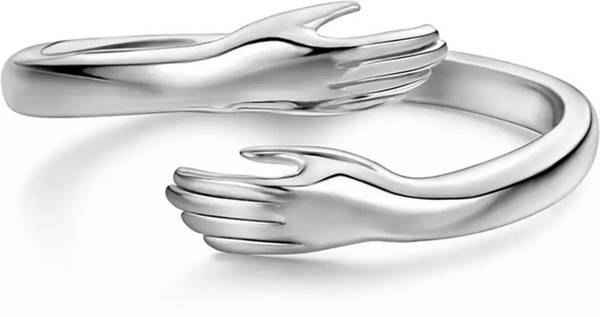 Myginie Gifts Private Limited Hug Ring Stainless Steel Sterling Silver Plated Ring