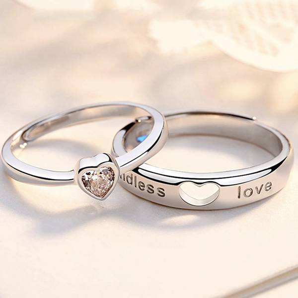 kazare Couple Rings | Fashionable Men Women Silver Polished Rings | Valentine Gifts Brass Rhodium Plated Ring