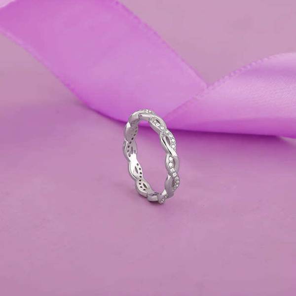 GIVA Silver Zircon Wave Entwined Ring Sterling Silver Cubic Zirconia Rhodium Plated Ring